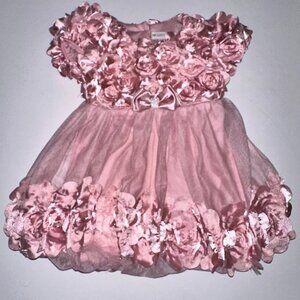 Nannette Baby Girls Pink Mauve Dress Rosette Tulle Party Outfit Size 12M EASTER